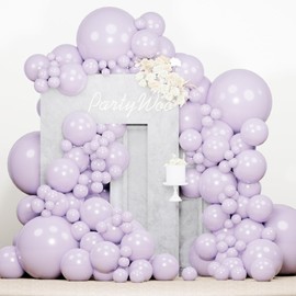 PartyWoo Pearl Lavender Balloons 140pcs Different Sizes Pack of 18 12 10 5 Inch Pearl Light Pastel Purple Lilac Balloon Arch Kit for Bachelorette Fairy Girl Birthday Party Decorations Purple-Z32