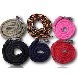 Lead Rope with Panic Hook | for Horses, Ponies, Shetty, Donkey | Tie Rope in Many Stylish Designs | Length 1.60 m (Black/Red/Yellow/Blue)
