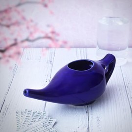 Ceramic Neti Pot 250 Ml (Violet) with 10 Sachets Neti Salt | Natural Remedy for Nasal Wash, Sinus Relief & Nasal Hygiene | Ayurveda Nasal Irrigation Pot