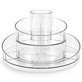 Molutsody 360° Rotating Makeup Organizer - Cosmetic Skincare Organizers wish Brush Holder, Large Capacity Cosmetic Display Case for Vanity, Bathroom Countertop (Clear)