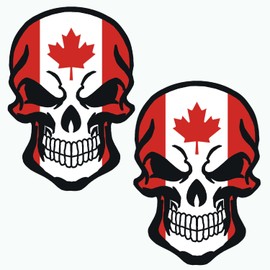 5 PCS Canada Skull Flag Sticker,4x5 In Funny Canadian Ensign Decal,Large Banner Decor For Car Bumper Window Laptop