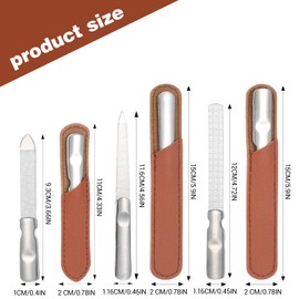 Oruola 3pcs Fingernail Files for Men,Finger Nail Files for Men with Non-Slip Handle, Double Sided Stainless Steel Nail File with Protective Bag for Women, Salon, Travel Use,Silver