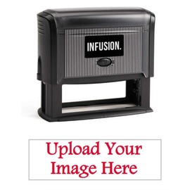 Infusion 1" x 3-1/4" Custom Logo, Large, Rectangular Self-Inking Logo Stamp, Red