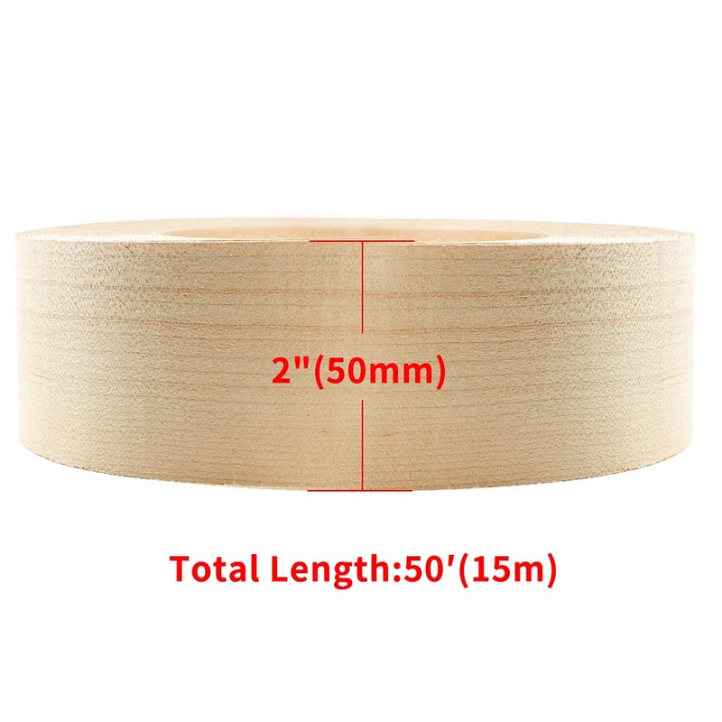 MOLIGOU Maple Wood Veneer Roll, 2”×50’ Plywood Edge Banding Strips,