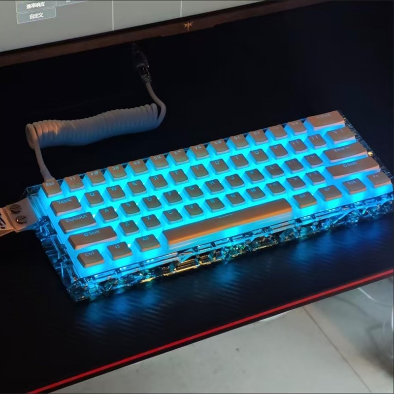 Mechanical Keyboard Case Transparent Keyboard Housing Compatible with Wooting60/HM66/Mad60/M6lite/Rakka Keyboard