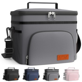HOTOR Insulated Lunch Bags for Men & Women - Leak-Proof Cooler Lunch Box with 4 Pockets, Adjustable Strap - Medium, Light Grey, 26cm × 17cm × 22cm