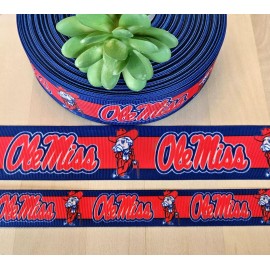 Unbranded 7/8 & 1.5" (1 YD) Ole Miss Grosgrain Ribbon University of Mississippi Collegiate - 1 1/2"