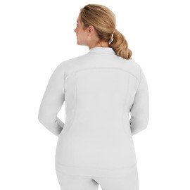 Healing Hands Women's Scrub Jacket, Zip-Up Front with 2-Way Stretch Comfort & Big Kangaroo Pockets 5038, Large, White