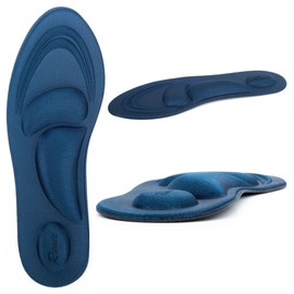 Runee Memory Foam Comfort Insole - Help Against Plantar Fasciitis and Foot Pain. Cushioning Metatarsal, Arch Support and Heel Support (Navy, Large)