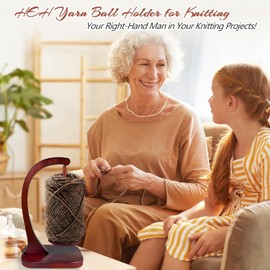 Yarn Holder for Knitting and Crocheting, Large Size Magnetic Rotating Wooden Yarn Ball Dispenser, Anti-Slip Yarn Spinner with Metal Mechanism, Ideal Crochet Gift for Knitting Lovers（Vintage Color）