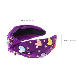 scicent Wedding Hair Accessories Fashion Top Knot Head Band for Girls Embellished Rhinestone Pearl Beaded Wide Hairbands Non-Slip Padded Hair Hoops - 26328