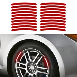 Lecctso 20PCS Reflective Car Wheel Decorative Stripe Stickers, Night Safety Warning Tape Sticker, Anti-Scratch Tire Rims Sticker, Automotive Exterior Accessories Universal for Car Motocycle Bike