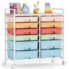 Rolling Storage Cart with 12 Drawers, Wooden Tabletop Utility Cart