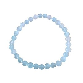 Perlen Stein Armband, Aquamarin Kugel Armband 6 mm, Edelstein Armschmuck