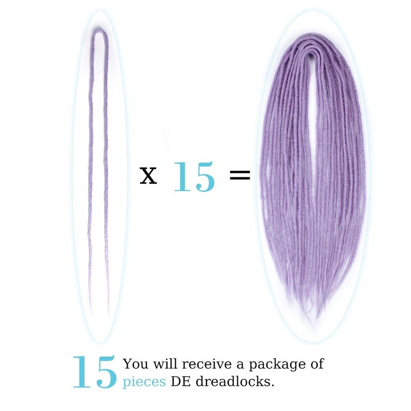 Sangtok Double Ended Dreadlock Extensions, 24 inch Lavender Thin 0.6cm