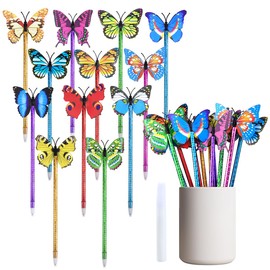 24 Pack Detachable Butterfly Ballpoint Pens, Novelty Sunflower Pens Fine Point 0.5 with Glue, Cute Writing Pens for Kids Students Women Girls Gifts, Bulk Pens for School Office Home Supplies