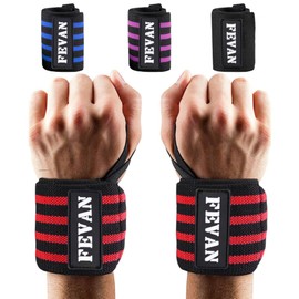 FEVAN Pack of 2 Adjustable Fitness Wristbands - Wrist Tendinitis Bracelet - Unisex Crossfit Bracelets - Carpal Tunnel Bracelet - Bracelet (Black) (Red)