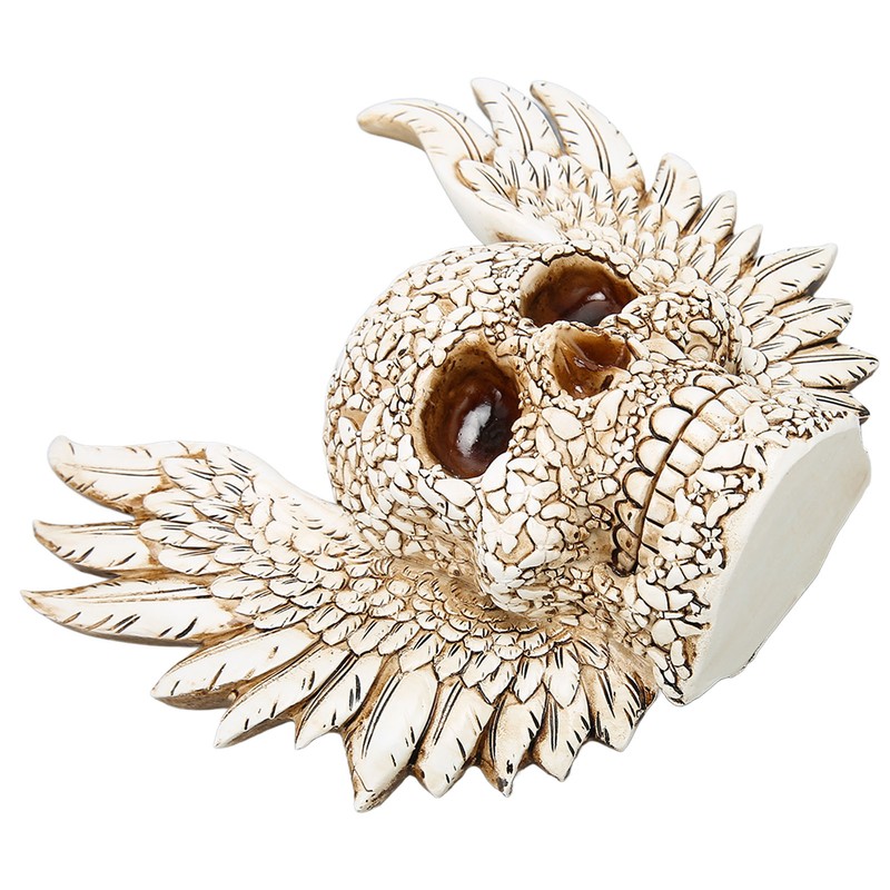 Skull Statue Butterflies Pattern Handcraft Exquisite Skeleton Head Statue with