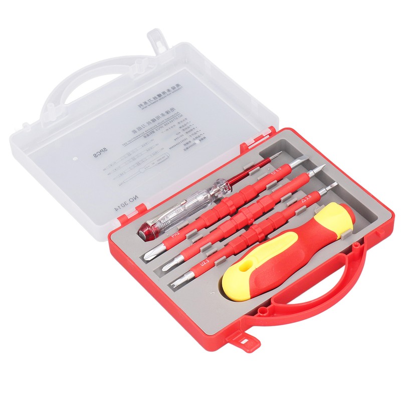 5Pcs Insulated Electrician Screwdriver Set 500V Professional Heavy Duty Cross