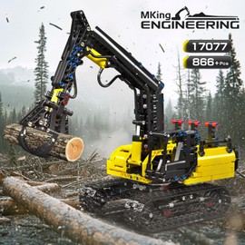 Mould King 17077 Hydraulic Wood Grabber Truck Model Kits, Log Grapple Truck Construction Vehicles Model with Air Pumps, STEM Building Toys for Kids