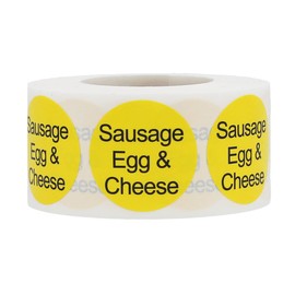 Sausage, Egg & Cheese Deli Labels 1 Inch Round Circle Dots 500 Total Stickers