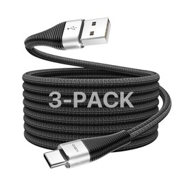 USB A to USB C Cable 6FT, 3Pack Type C Charger Cord Fast Charging, Durable USB to USB C Cable, Type C Cable Braided USBC Cord for iPhone 17/16/15/Pro 
