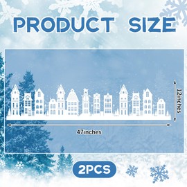 Watersay 47" 2 Pcs Christmas Window Clings Border White Street Scene Window Stickers Christmas Window Decorations Snowy Winter Reusable Non Adhesive Holiday Christmas Window Stickers and Door Decor