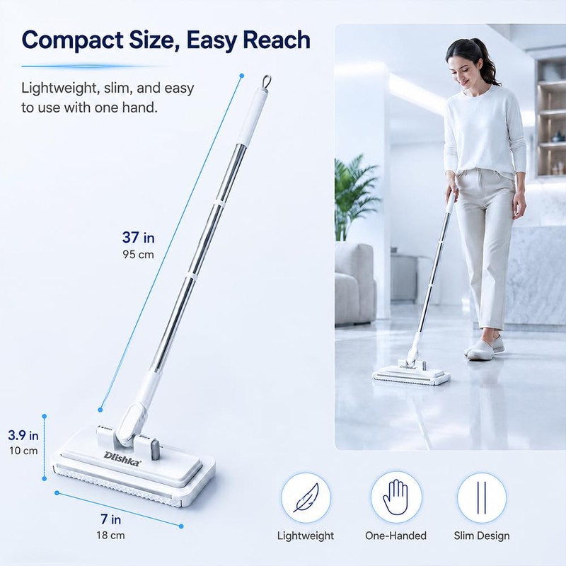 Snap Grip Mini Mop with Zero Touch Press System,7in Microfibre