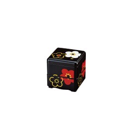 Tatsumiya 575279 HAKOYA Heavy Delicacy Square Mini Heavy Delicacy Square (6.3 fl oz (160 ml), Black Hana-patterned Plum Plum Blossom