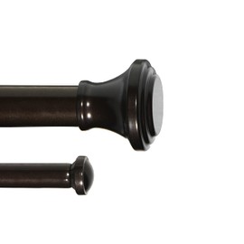 eTeckram 1" Double Curtain Rod with Trumpet Finials (Oil-Rubbed Bronze, 48''-84'')
