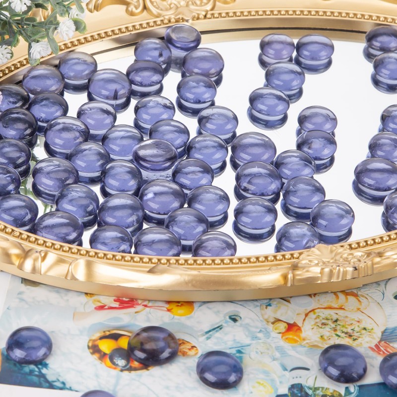 DomeStar 1LB Flat Glass Marbles, Purple Decorative Marbles for Vases
