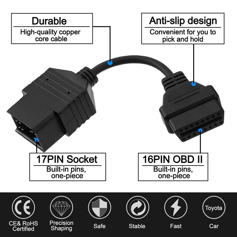 GOLITON 17 Pin to 16 Pin OBD OBDII Adapter Cable