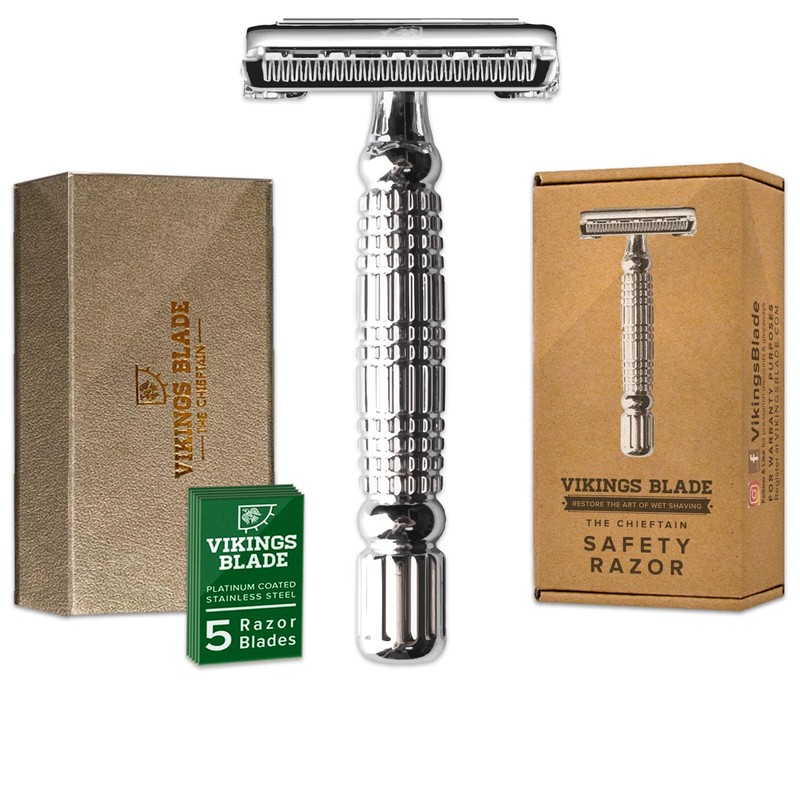 VIKINGS BLADE The Chieftain Safety Razor + Swedish Platinum Super