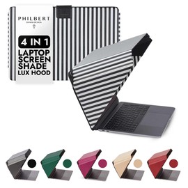 4-in-1 Laptop Screen Shade – Original Lux Hood – Sun, Privacy, Heat & Contrast Protection, Freestanding with Pocket, Fits 15–16” MacBook & PC, Patented, Striped | PHILBERT Danish Design