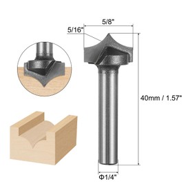 HARFINGTON Point Cutting Roundover Router Bit 5/16" Radius 1/4" Shank 5/8" Cutting Diameter 2 Flute Round Over CNC Router Bit for 2D and 3D Carving Woodworking Engraving Tool