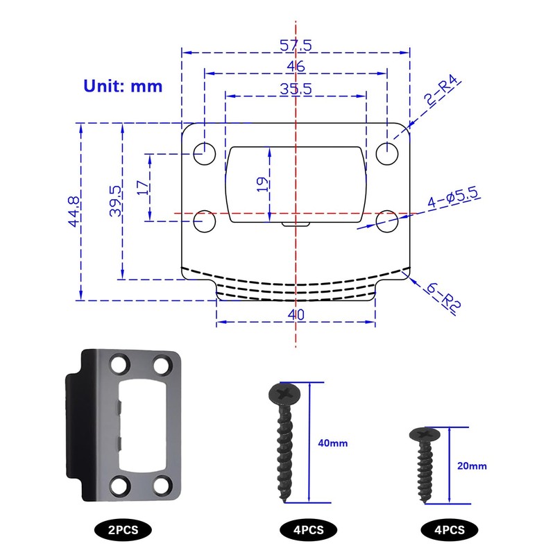 2 Pack of Door Strike Plates, Stainless Steel Door Latch