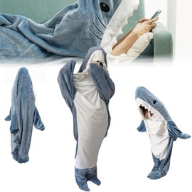 Shark Blanket, Sleeping Bag, Wearable Blanket, Shark, Stuffed Animal Blanket, Shark, Pajamas, Wearable Blanket, Men's, Women's, Autumn, Winter, Soft, Stylish, Warm, Fluffy, Cooling Countermeasures,