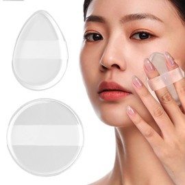 2x Silicone Makeup Puff Reusable Air Cushion Blender for Liquid & Powder, Transparent Powder Makeup Puffs Round And Oval Shape