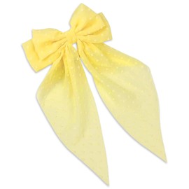 Yellow Hair Bow,15 Inch Solid Big Bow Satin Hair Clip,Cute Large Long bow hair Clip,Vintage Bowknot Hairpin for Women Girls,for Daily Dressing, Performance Ball, Date, Party(Yellow)