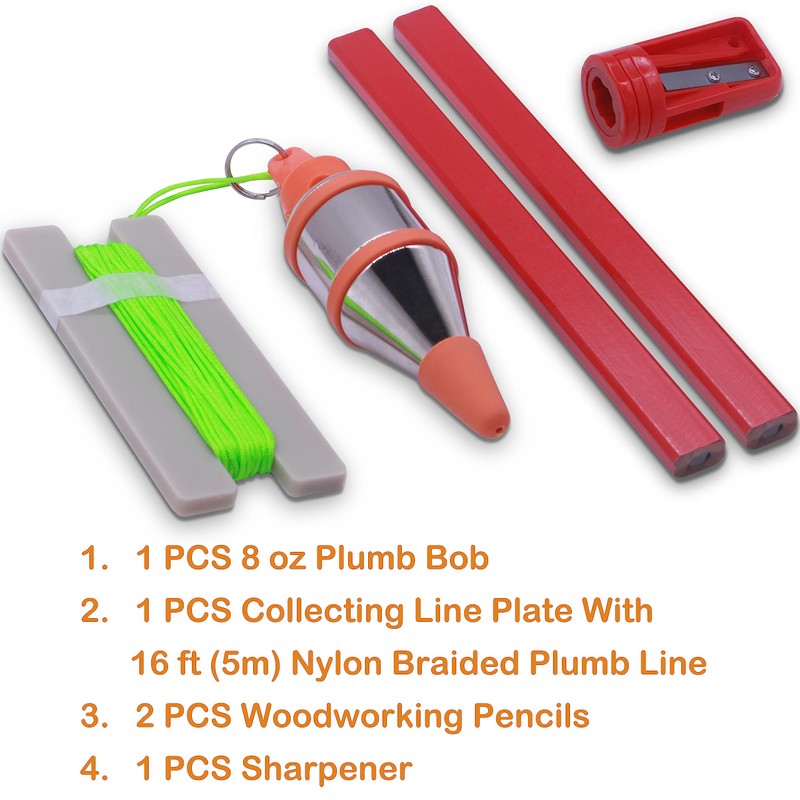 HCCMLOVE Plumb Bob - 8 oz(227g) Plumb-Rite With 16 ft(5m)