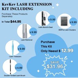 KevKev Lash Extension Kit 300Pcs Individual Lashes Kit Lash Clusters Kit DIY Eyelash Extension Kit with Lash Bond and Seal Lash Applicator Wispy Lashes Look Like Extensions (40D, D-10-18mix)