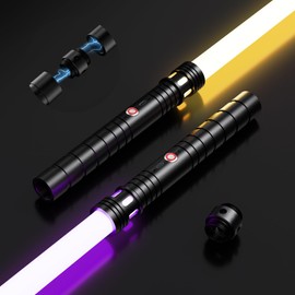Lightsaber, Light Sabers with RGB 20 Colors, USB Rechargeable Lightsabers with FX Sound and Motion Sensors, Light Saber Sword Toy for Kids, Galaxy War Fighters Cosplay, Halloween Xmas Gift, 2Packs