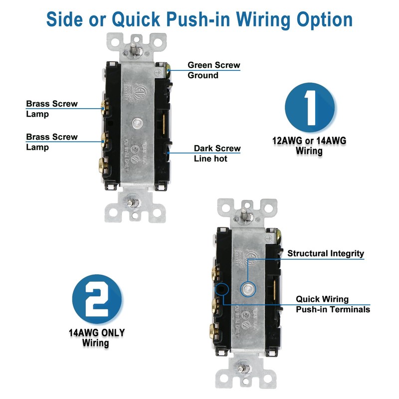 Baomain 2-Pack Double Toggle Light Switch,15 Amp 125V Two Single