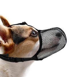 JOYPAWS Black Dog Muzzle, Breathable Soft Muzzle for Small Dogs to Anti & Prevent Barking Biting Chewing, Reflective & Adjustable Basket Muzzle with Air Mesh for Toy Poodles Black S