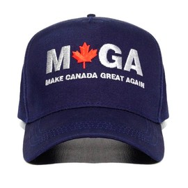 CLEARNEXT Make Canada Great Again Cap – Blue Baseball Hat with Red Maple Leaf Design, Adjustable Strap and Brass Buckle, Patriotic Canadian Gift