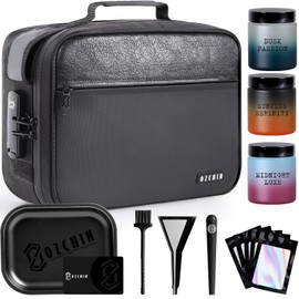 OZCHIN Activated Carbon Fiber Bag with Combination Lock, Large Storage Bag with Airtight Glass Jars & Waterproof Zippers Box, Large Travel Bag for Home Organization & Holiday Gifts