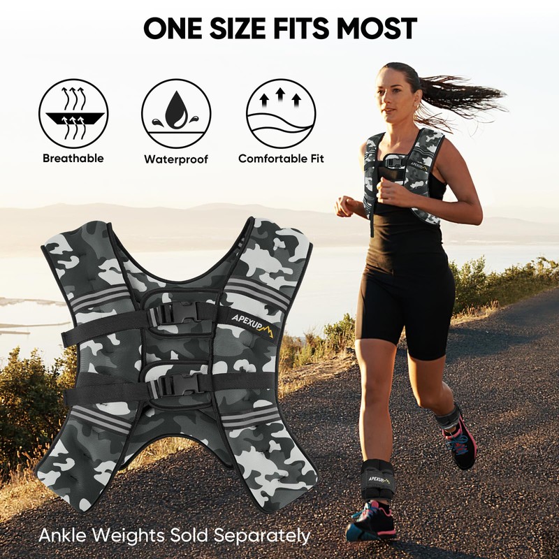 APEXUP 15lbs Weighted Vest Men Women, Weight Vest for Women