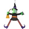 Gemmy Airblown Crashing Witch w/Spell Book, 5 ft Tall, Black