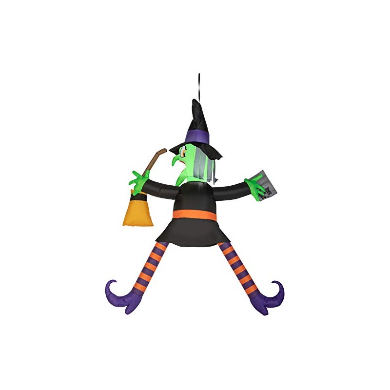 Gemmy Airblown Crashing Witch w/Spell Book, 5 ft Tall, Black