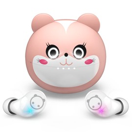 AMAFACE - Auriculares inalámbricos para niños, con bonita funda de carga, impermeable, estéreo más pequeño, inalámbrico, con micrófono para entrenamiento, deportes, auriculares para niños y adultos